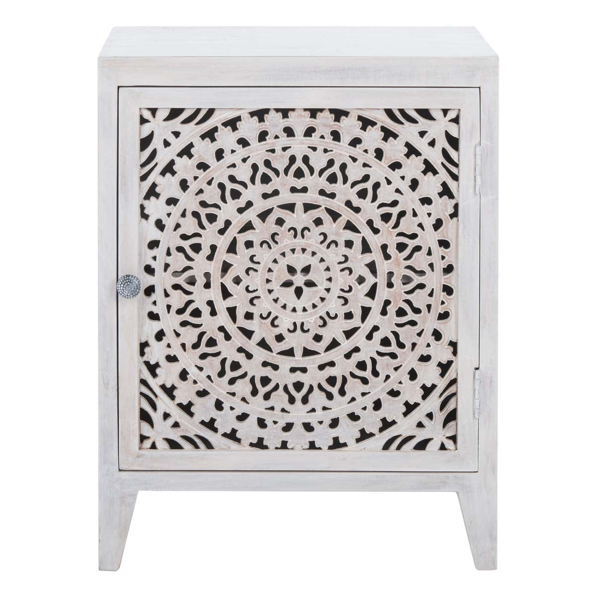 Safavieh Thea 1 Door Carved Nightstand , NST5300 - White Washed