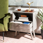 Safavieh Brandy 1 Drawer Textured Nightstand , NST5301 - Grey Walnut