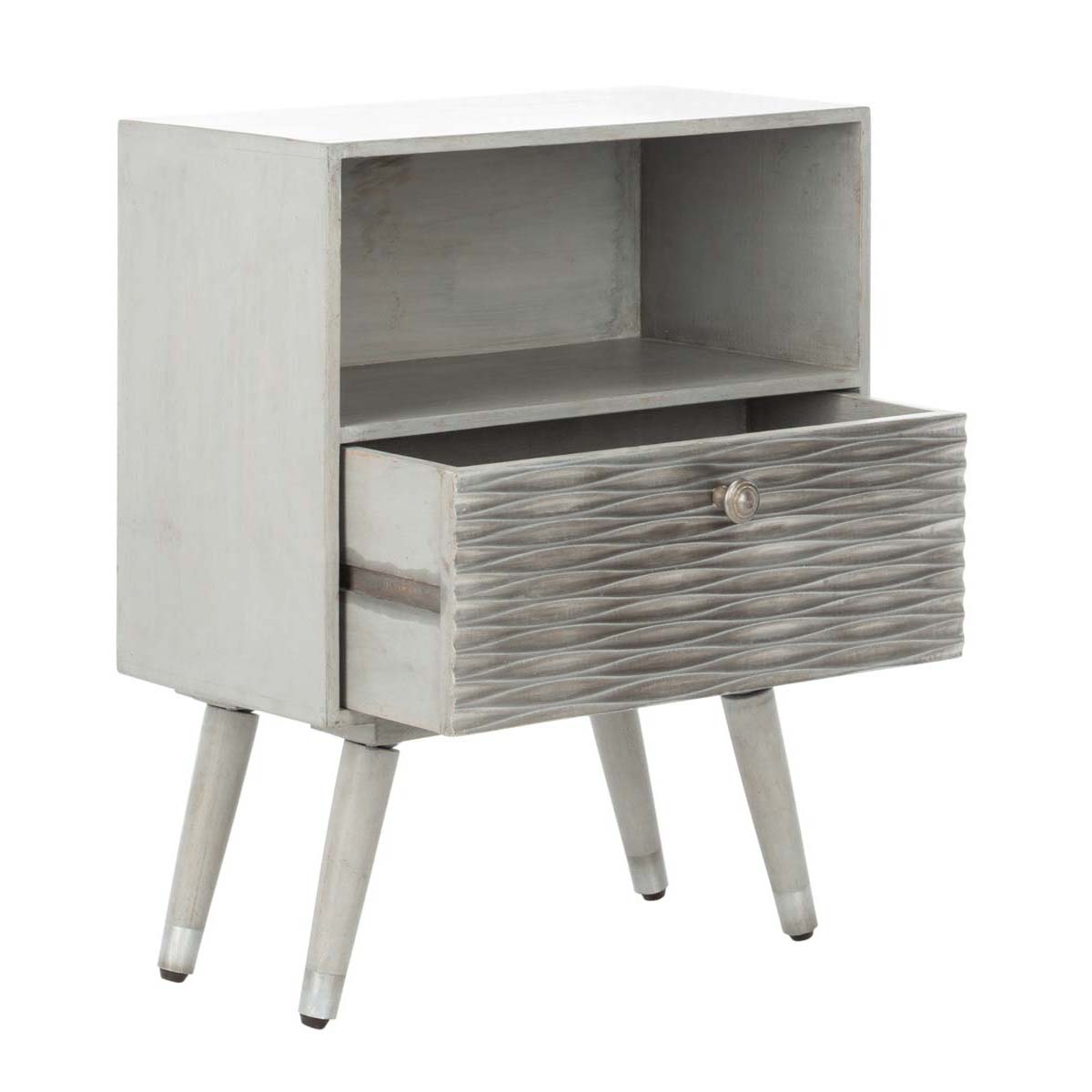 Safavieh Brandy 1 Drawer Textured Nightstand , NST5301 - Grey Walnut