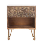 Safavieh Solene 1 Drawer Textured Nightstand , NST5302 - Natural / Brass