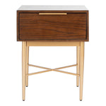 Safavieh Pierre One Drawer Nightstand , NST6400 - Walnut / Gold