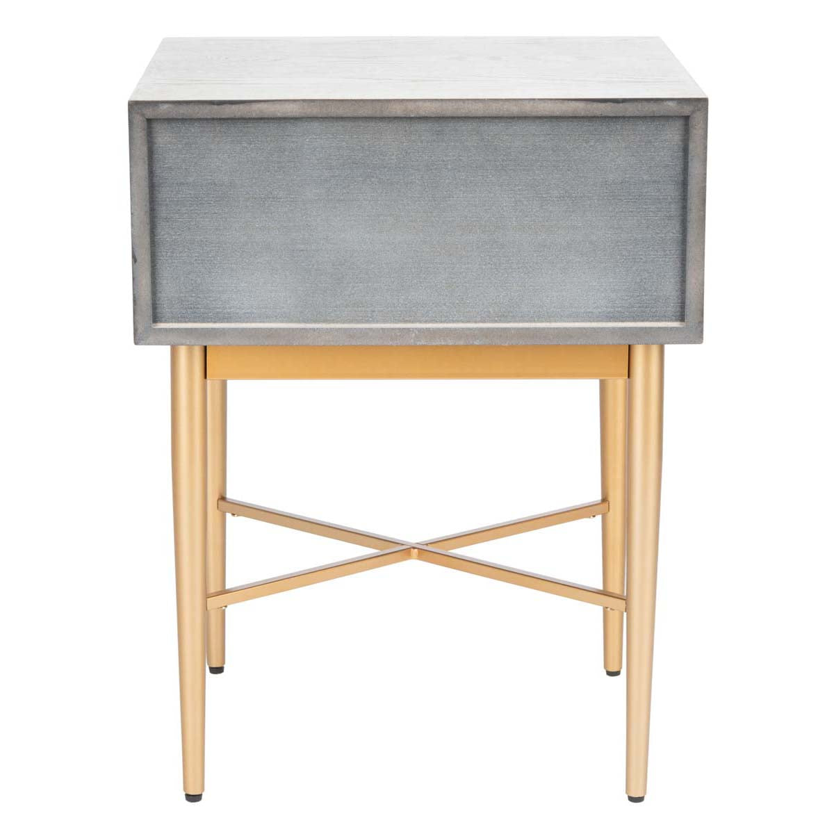 Safavieh Pierre One Drawer Nightstand , NST6400 - White Washed / Gold