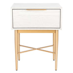 Safavieh Pierre One Drawer Nightstand , NST6400 - White Washed / Gold