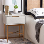 Safavieh Pierre One Drawer Nightstand , NST6400 - White Washed / Gold
