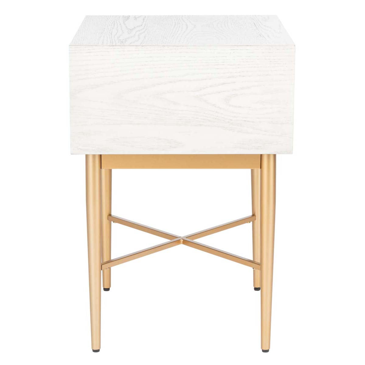 Safavieh Pierre One Drawer Nightstand , NST6400 - White Washed / Gold