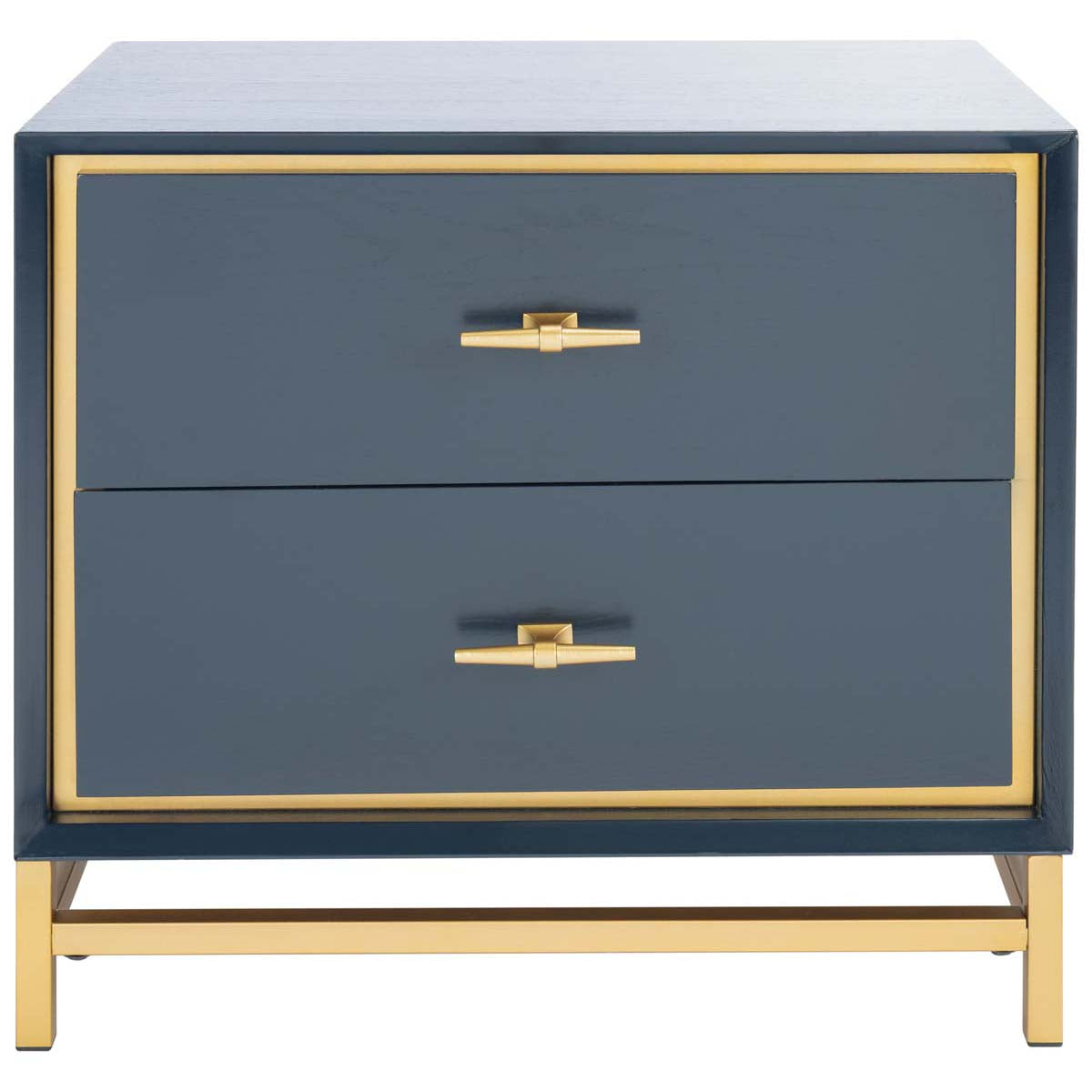 Safavieh Fenno 2 Drawer Nightstand , NST6401 - Teal / Brass