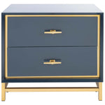 Safavieh Fenno 2 Drawer Nightstand , NST6401 - Teal / Brass