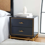 Safavieh Fenno 2 Drawer Nightstand , NST6401 - Teal / Brass