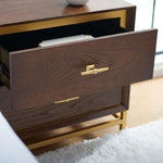 Safavieh Fenno 2 Drawer Nightstand , NST6401 - Walnut / Brass