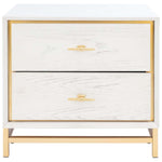 Safavieh Fenno 2 Drawer Nightstand , NST6401 - White Washed / Brass