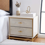 Safavieh Fenno 2 Drawer Nightstand , NST6401 - White Washed / Brass