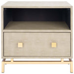Safavieh Meilana 1 Shelf 1 Drawer Nightstand , NST6403 - Light Taupe / Brass