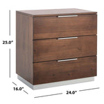 Safavieh Brylin 3 Drawer Nightstand , NST6404 - Dark Walnut