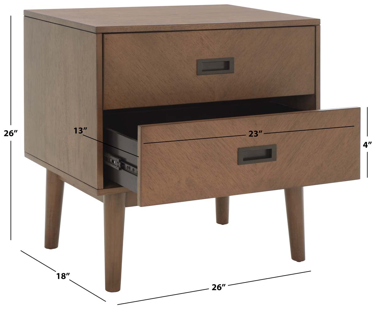 Safavieh Donald 2 Drawer Nightstand , NST6405 - Wheat / Bronze