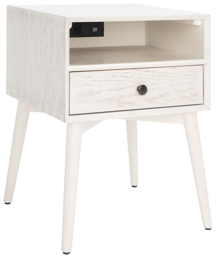 Safavieh Safavieh Scully Nightstand W/ Usb, White Wash / Gold , NST6408 - White Wash / Gold