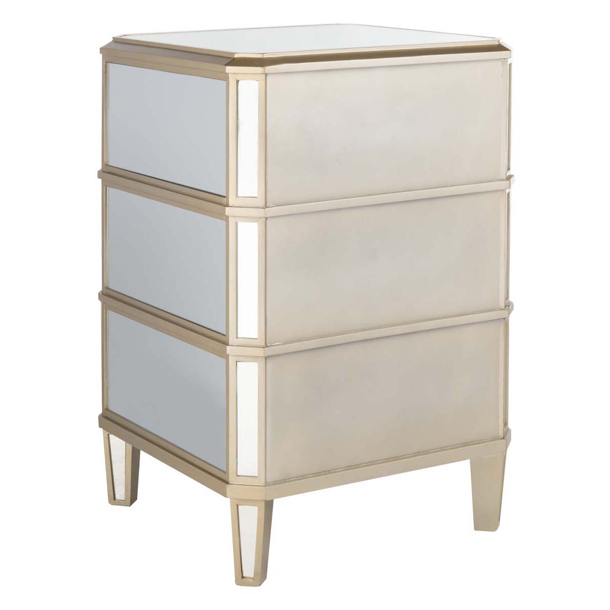 Safavieh Giana 3 Drawer Mirrored Nightstand , NST6601 - Mirror
