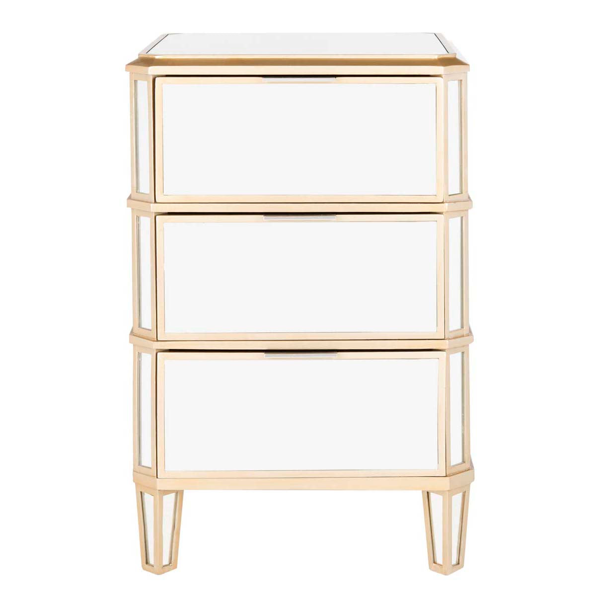 Safavieh Giana 3 Drawer Mirrored Nightstand , NST6601 - Mirror
