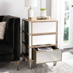 Safavieh Giana 3 Drawer Mirrored Nightstand , NST6601 - Mirror