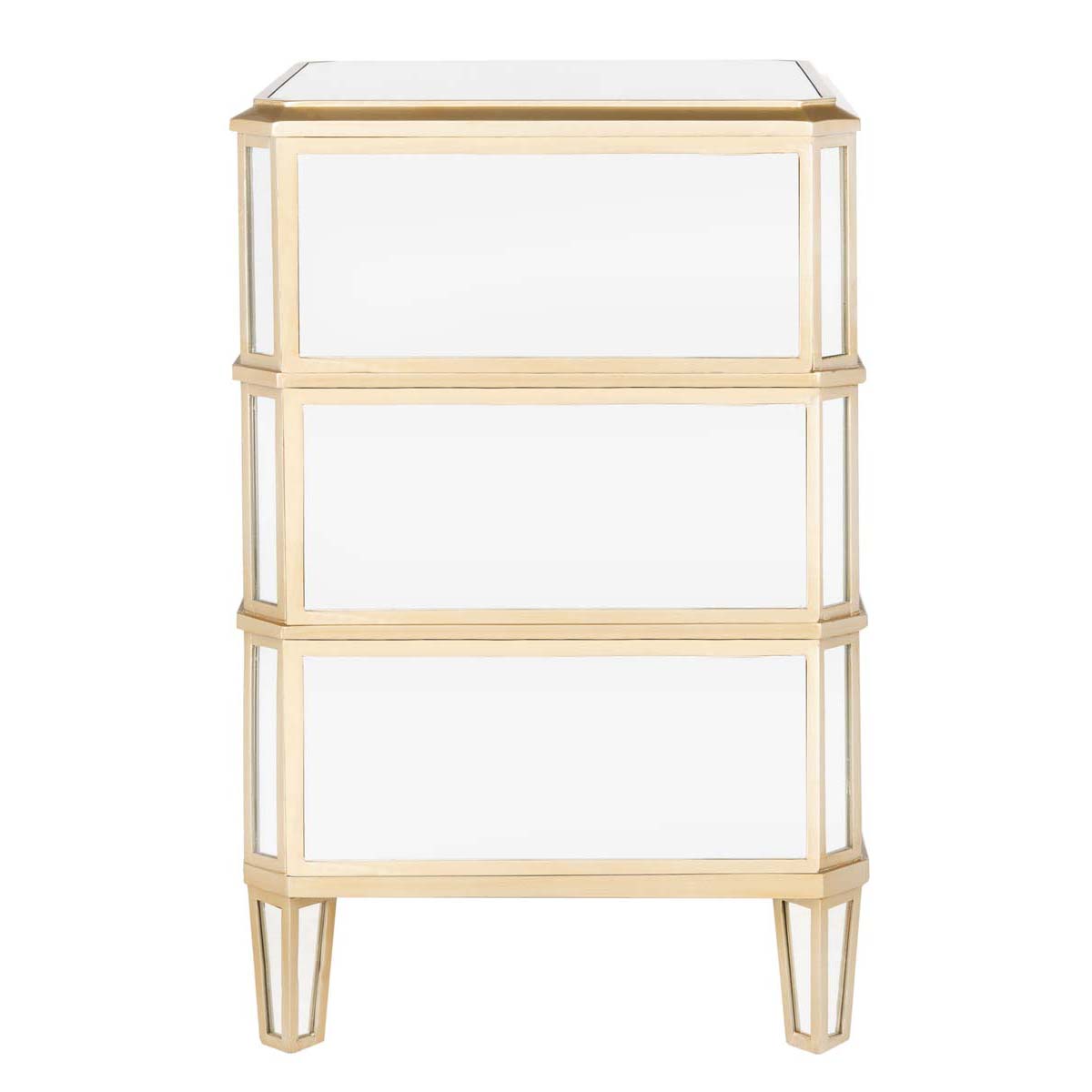 Safavieh Giana 3 Drawer Mirrored Nightstand , NST6601 - Mirror