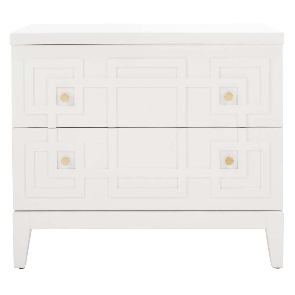 Safavieh Luiza 2 Drawer Nightstand , NST6602 - White / Gold