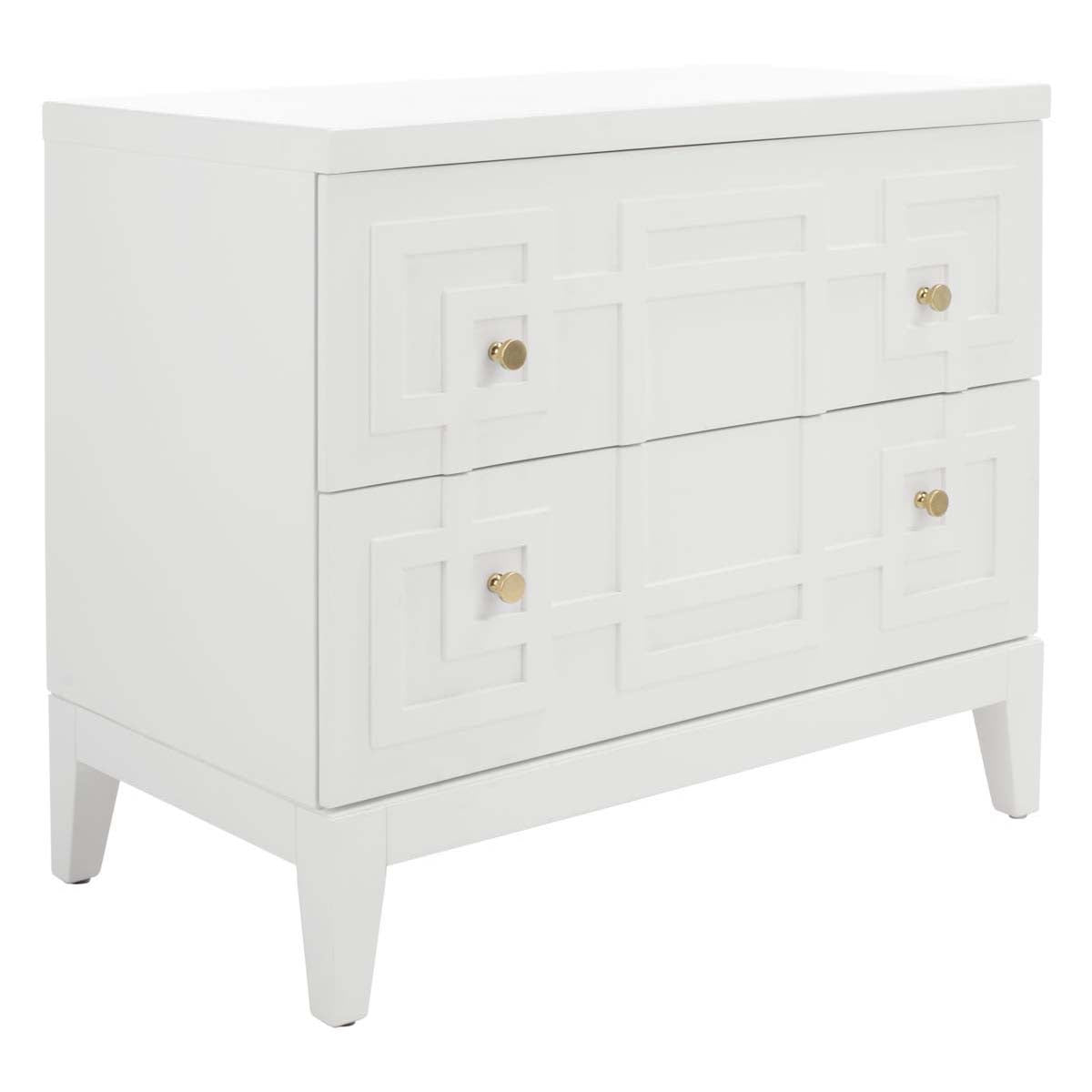 Safavieh Luiza 2 Drawer Nightstand , NST6602 - White / Gold