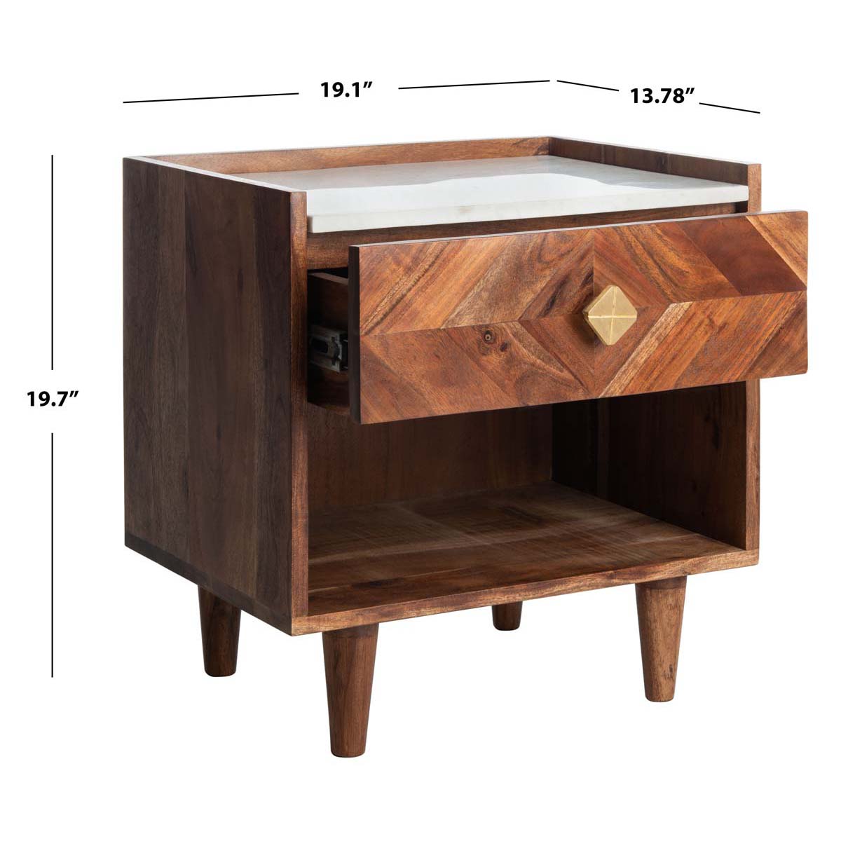 Safavieh Tahseen Parquet Nightstand , NST9004 - Natural / White