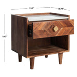 Safavieh Tahseen Parquet Nightstand , NST9004 - Natural / White