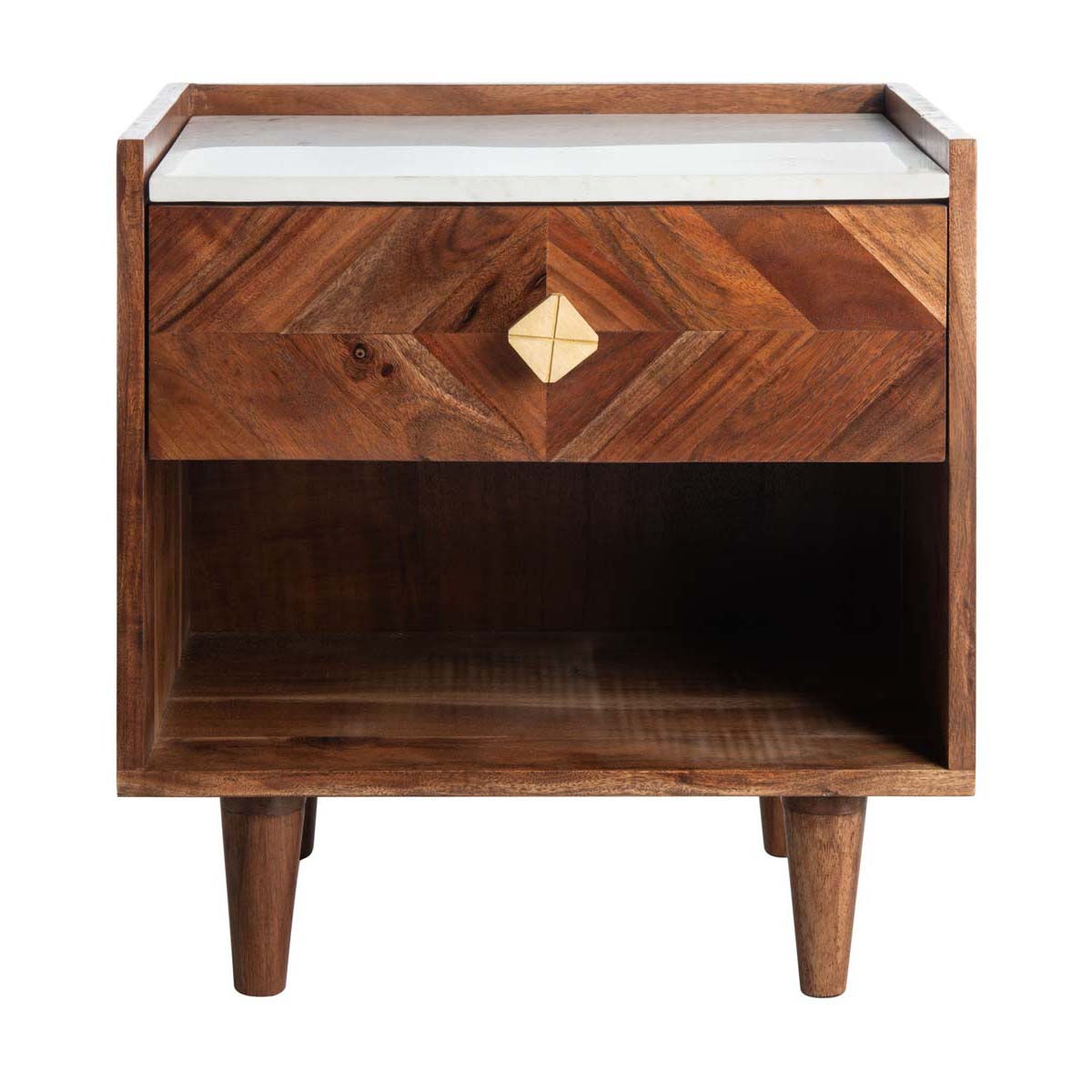 Safavieh Tahseen Parquet Nightstand , NST9004 - Natural / White