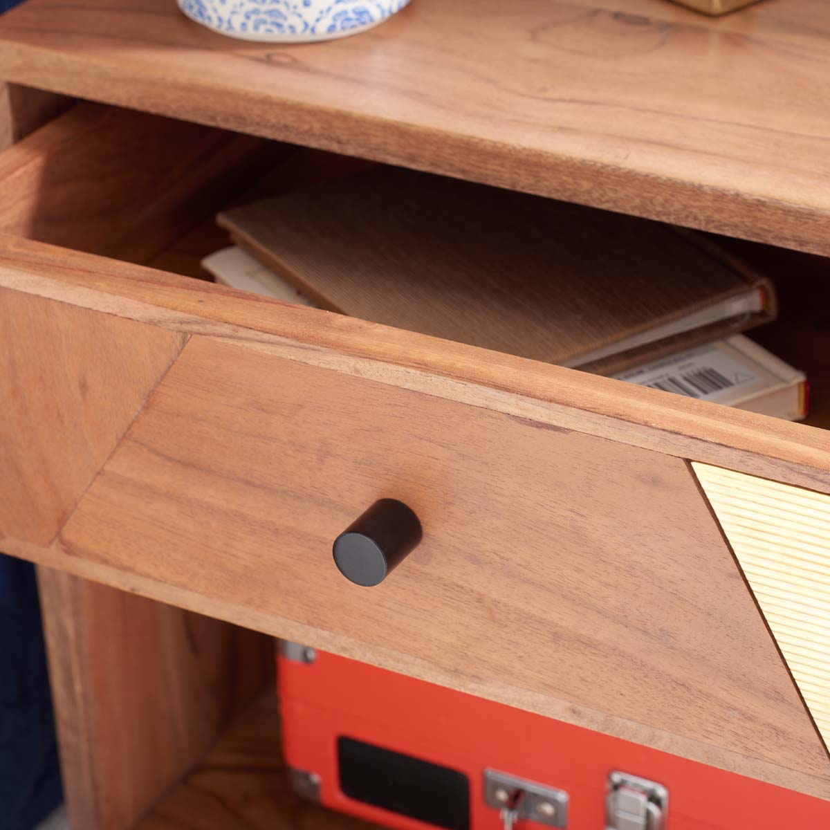 Safavieh Benford 1 Drawer Nighstand , NST9010 - Natural/Gold