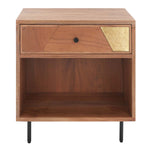 Safavieh Benford 1 Drawer Nighstand , NST9010 - Natural/Gold