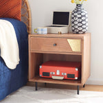 Safavieh Benford 1 Drawer Nighstand , NST9010 - Natural/Gold