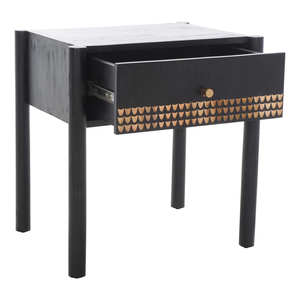 Safavieh Errington 1 Drawer Nightstand , NST9011 - Black / Gold