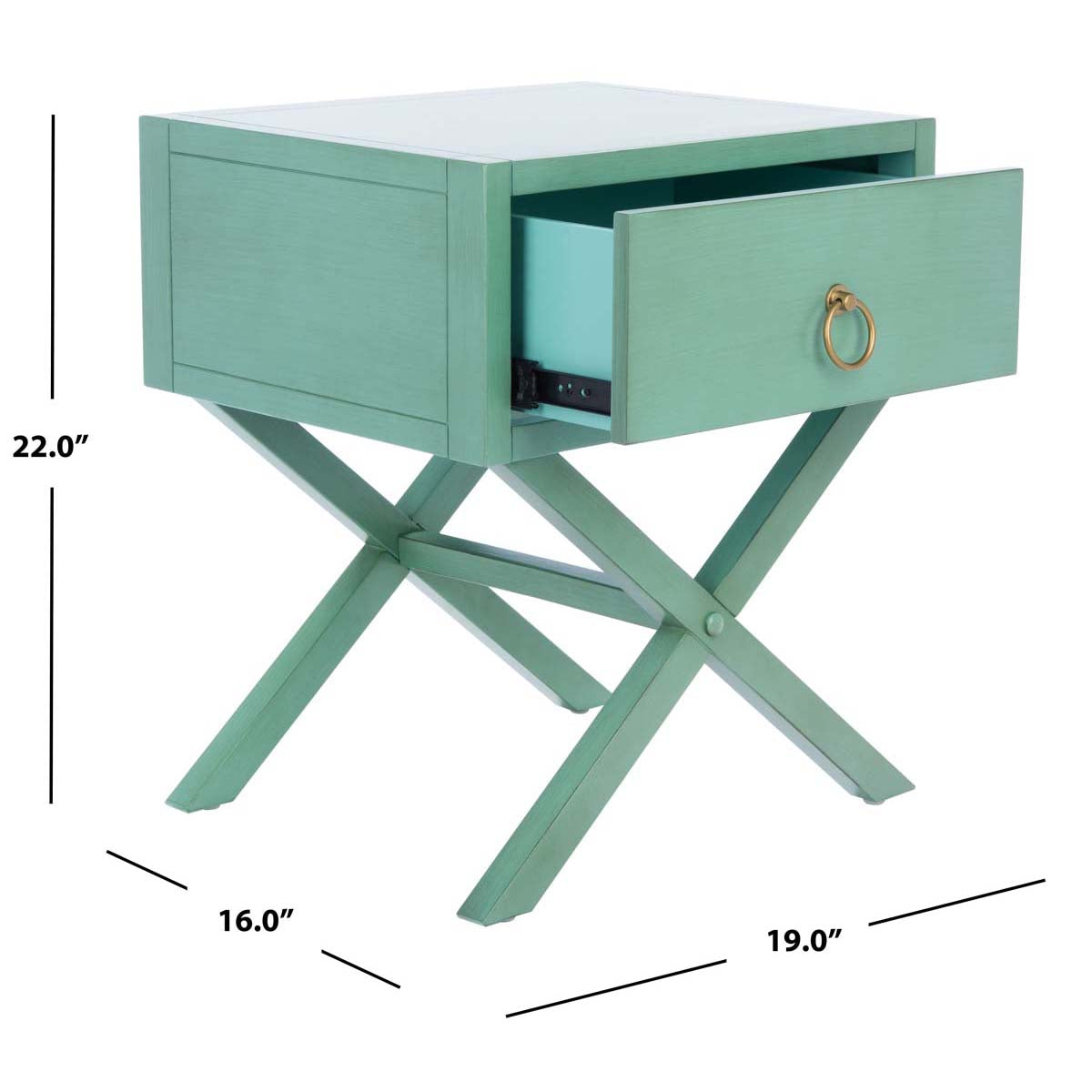 Safavieh Odilia 1 Drawer Nightstand, NST9200 - Turquoise