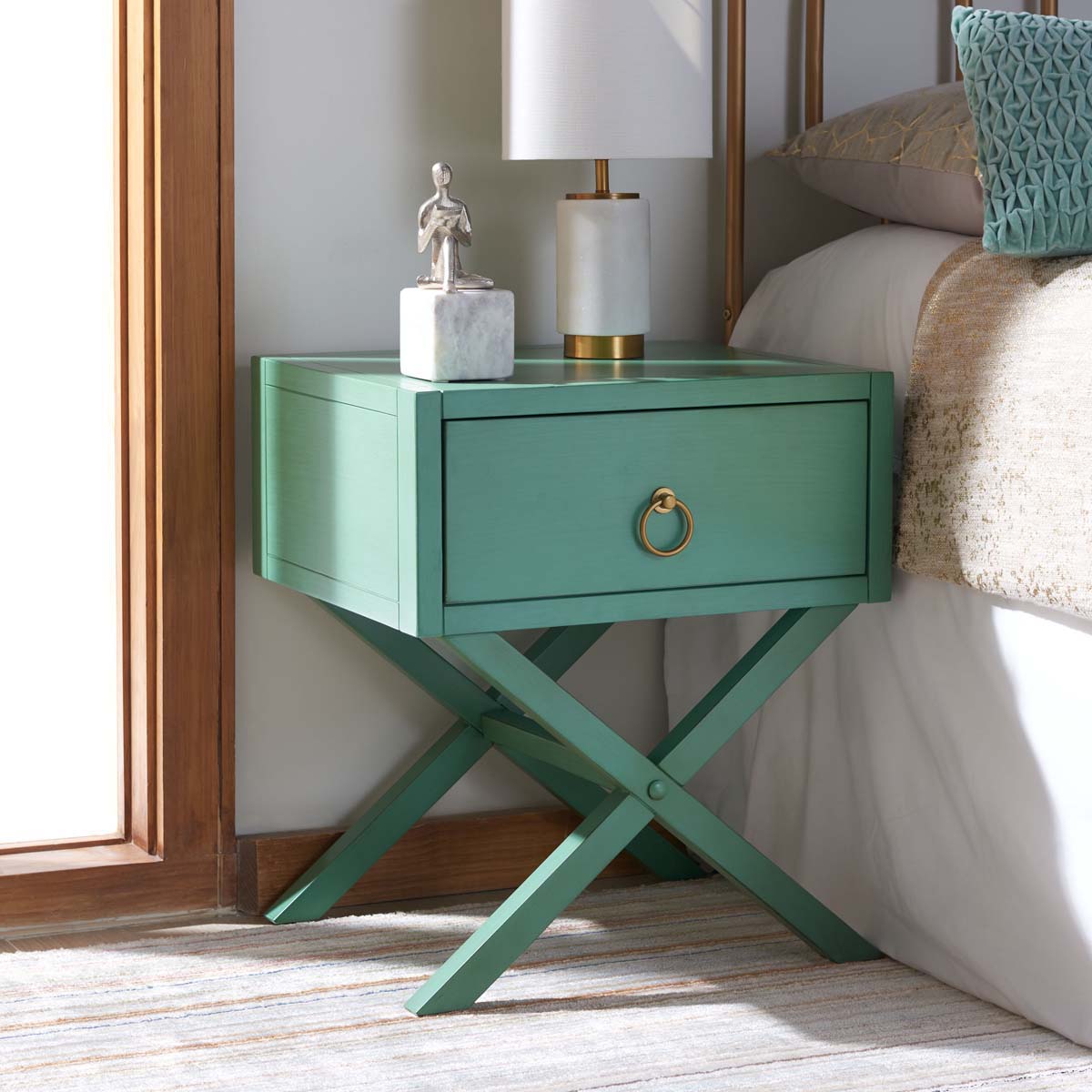 Safavieh Odilia 1 Drawer Nightstand, NST9200 - Turquoise