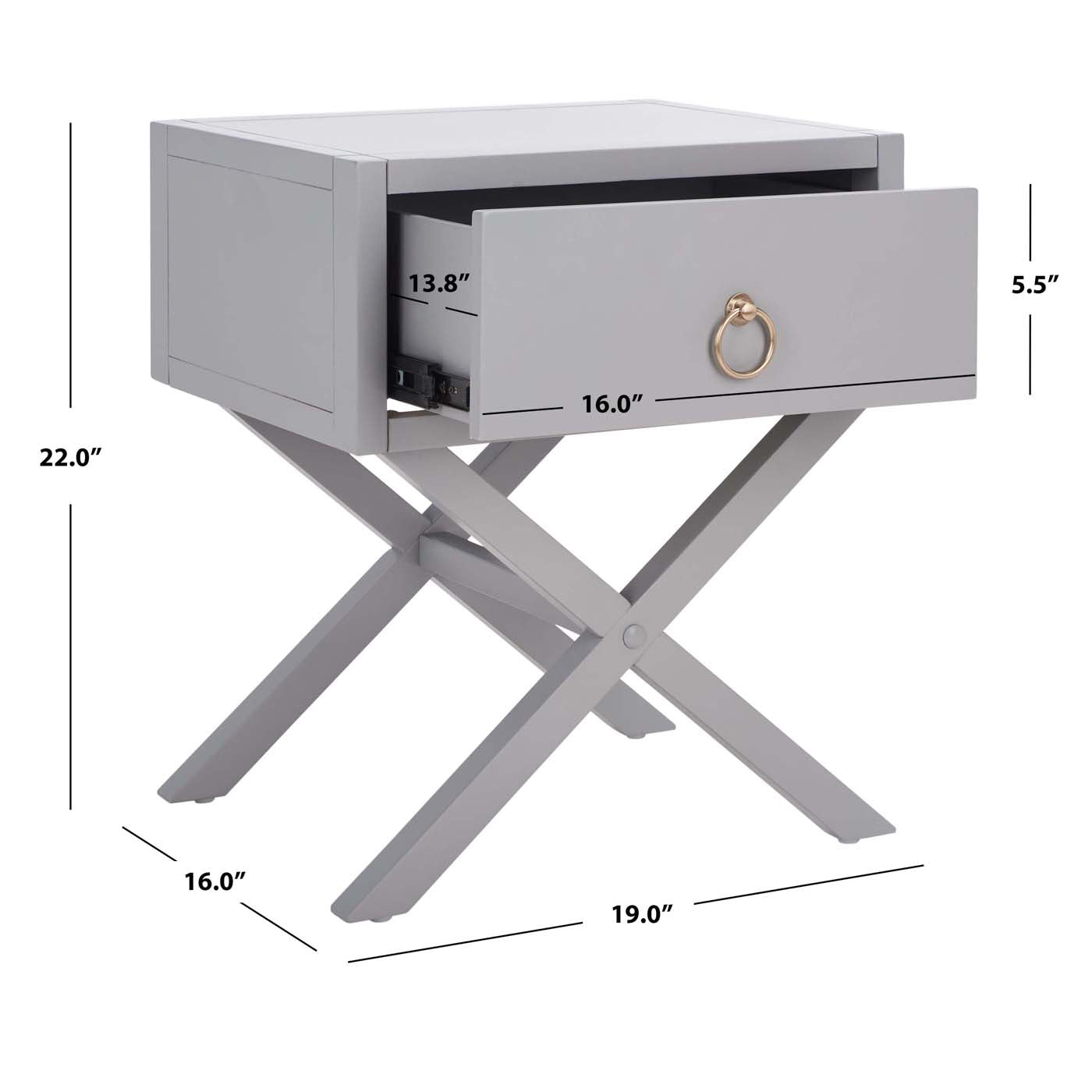 Safavieh Odilia 1 Drawer Nightstand , NST9200 - Grey