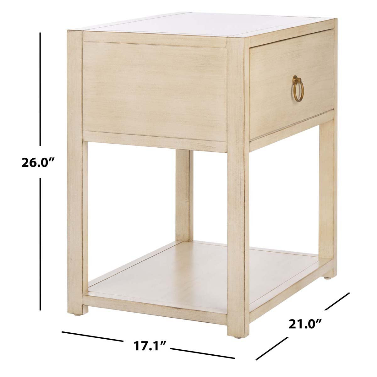 Safavieh Yudi 1 Drawer 1 Shelf Nightstand, NST9201 - Antique White