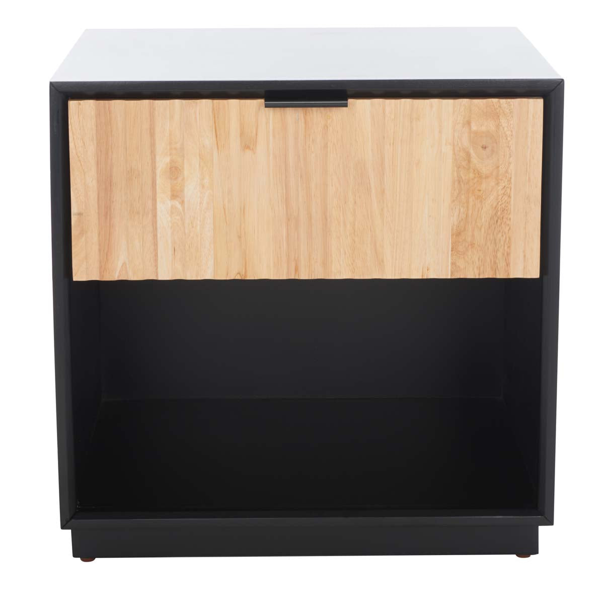 Safavieh Grayden 1 Drawer Nightstand  , NST9203 - Black Body / Natural Front Drawer