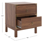 Safavieh Galio 2 Drawer Nightstand , NST9600 - Walnut / Gold