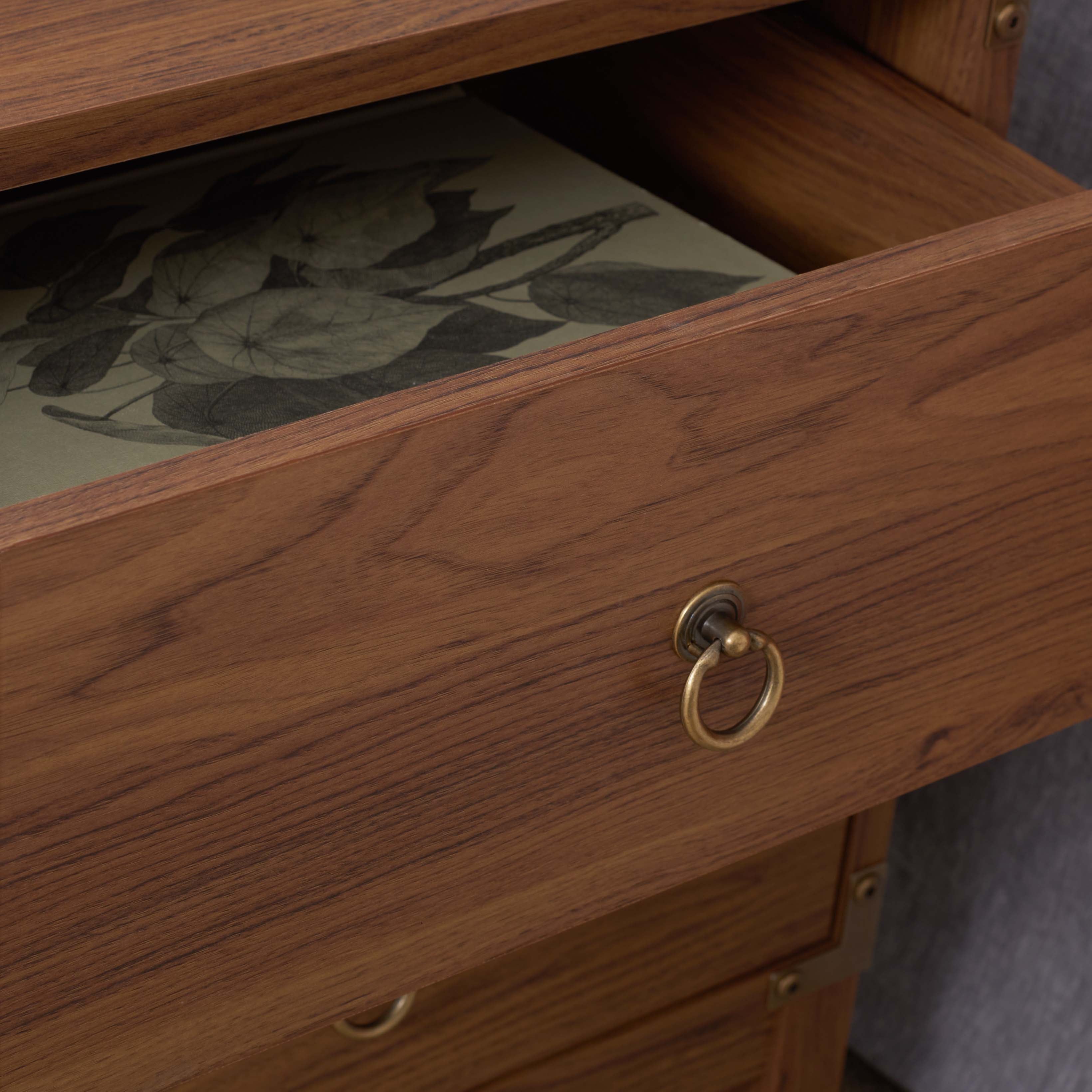 Safavieh Galio 2 Drawer Nightstand , NST9600 - Walnut / Gold