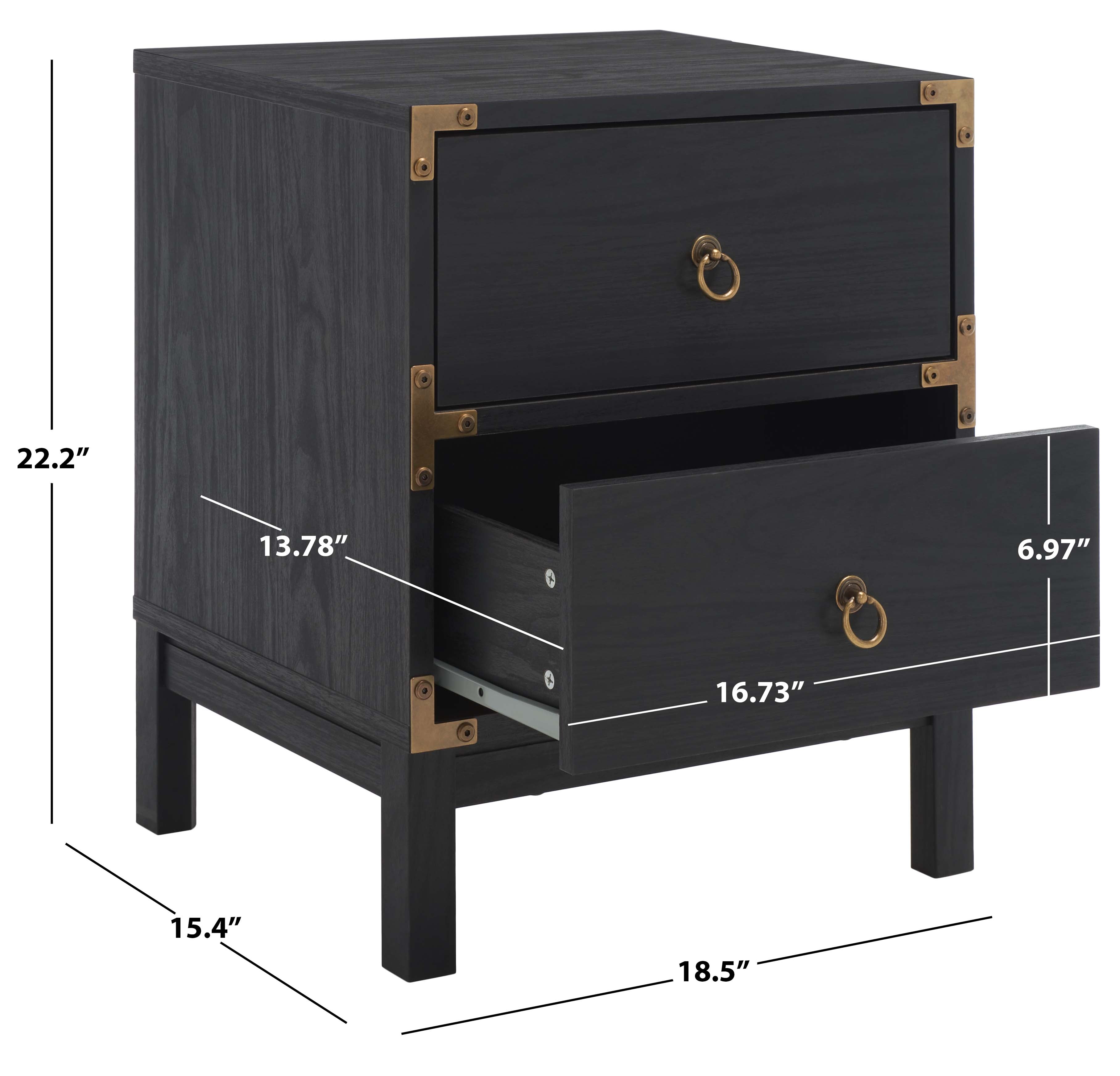 Safavieh Galio 2 Drawer Nightstand , NST9600 - Black / Gold