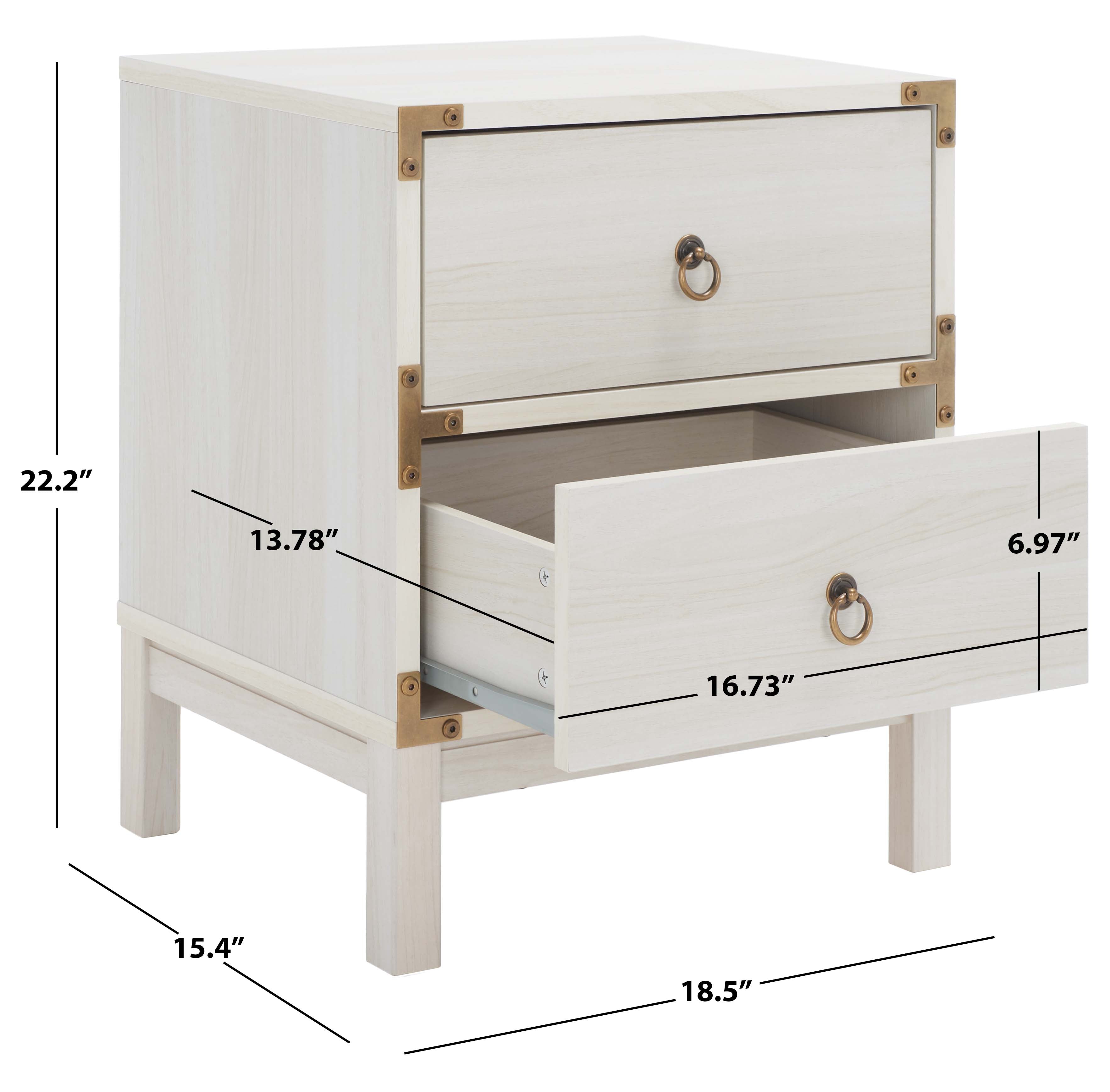 Safavieh Galio 2 Drawer Nightstand , NST9600 - White / Gold