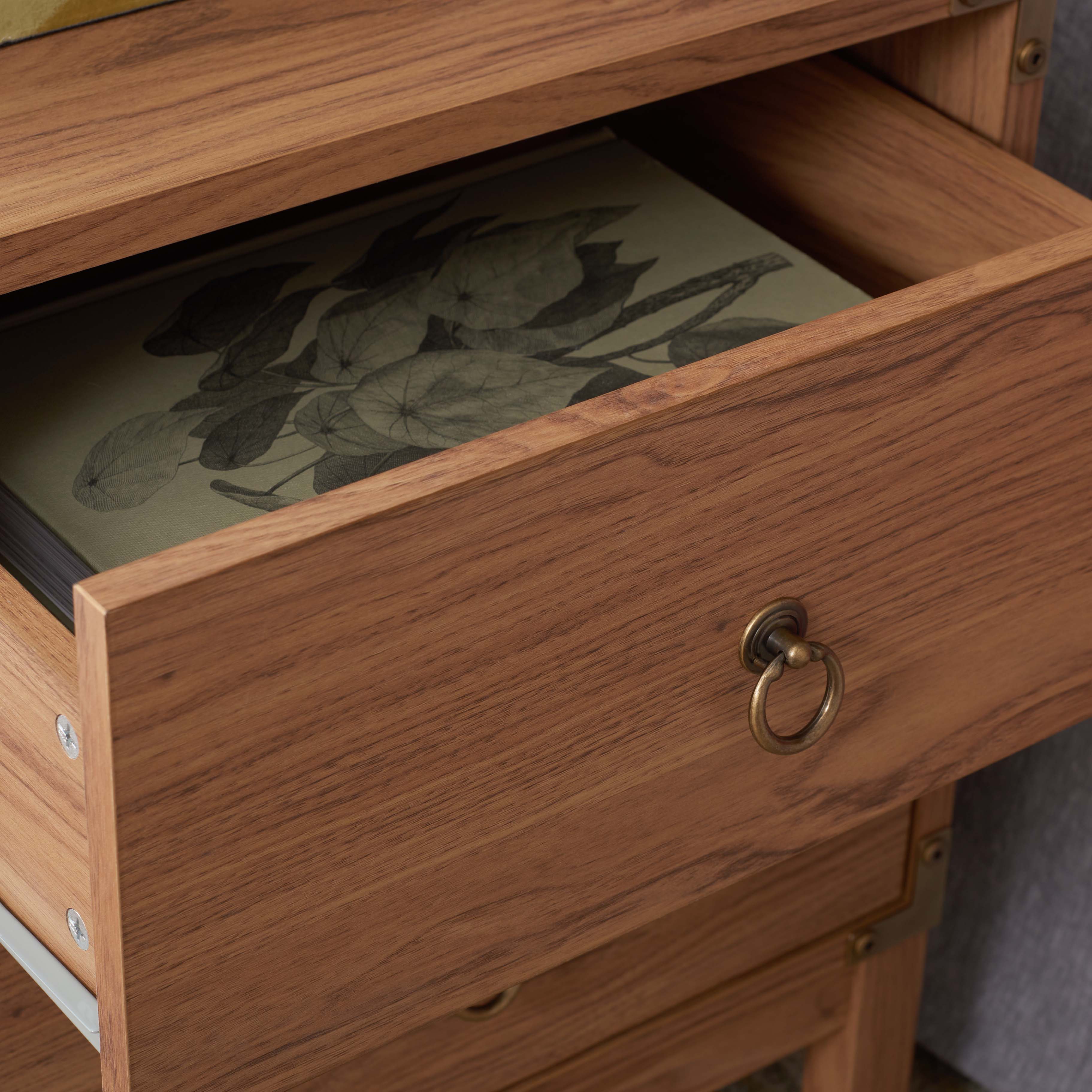 Safavieh Galio 2 Drawer Nightstand , NST9600 - Oak / Gold