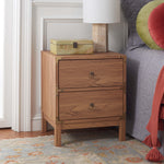Safavieh Galio 2 Drawer Nightstand , NST9600 - Oak / Gold