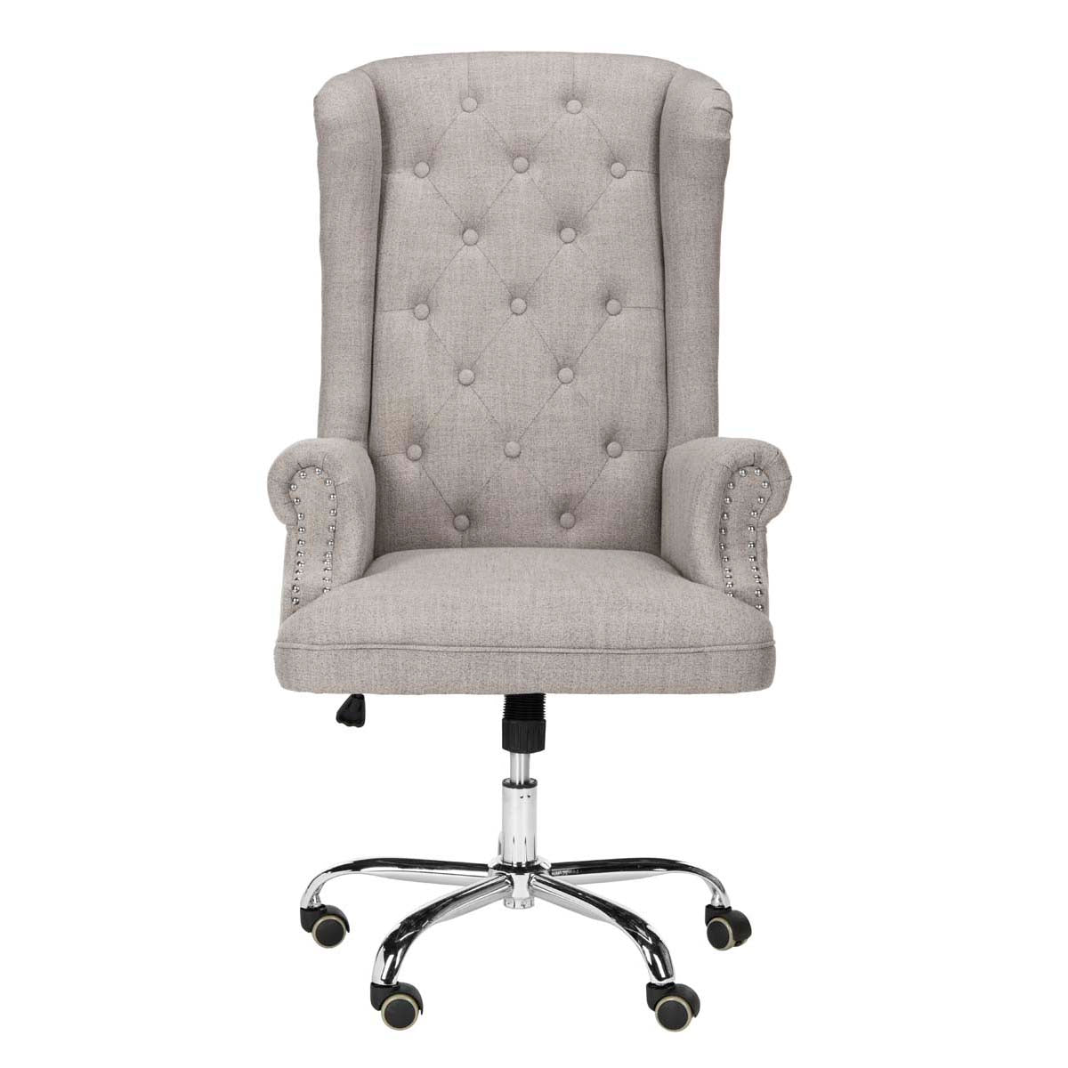 Safavieh Ian Linen Chrome Leg Swivel Office Chair , OCH4504 - Grey / Chrome
