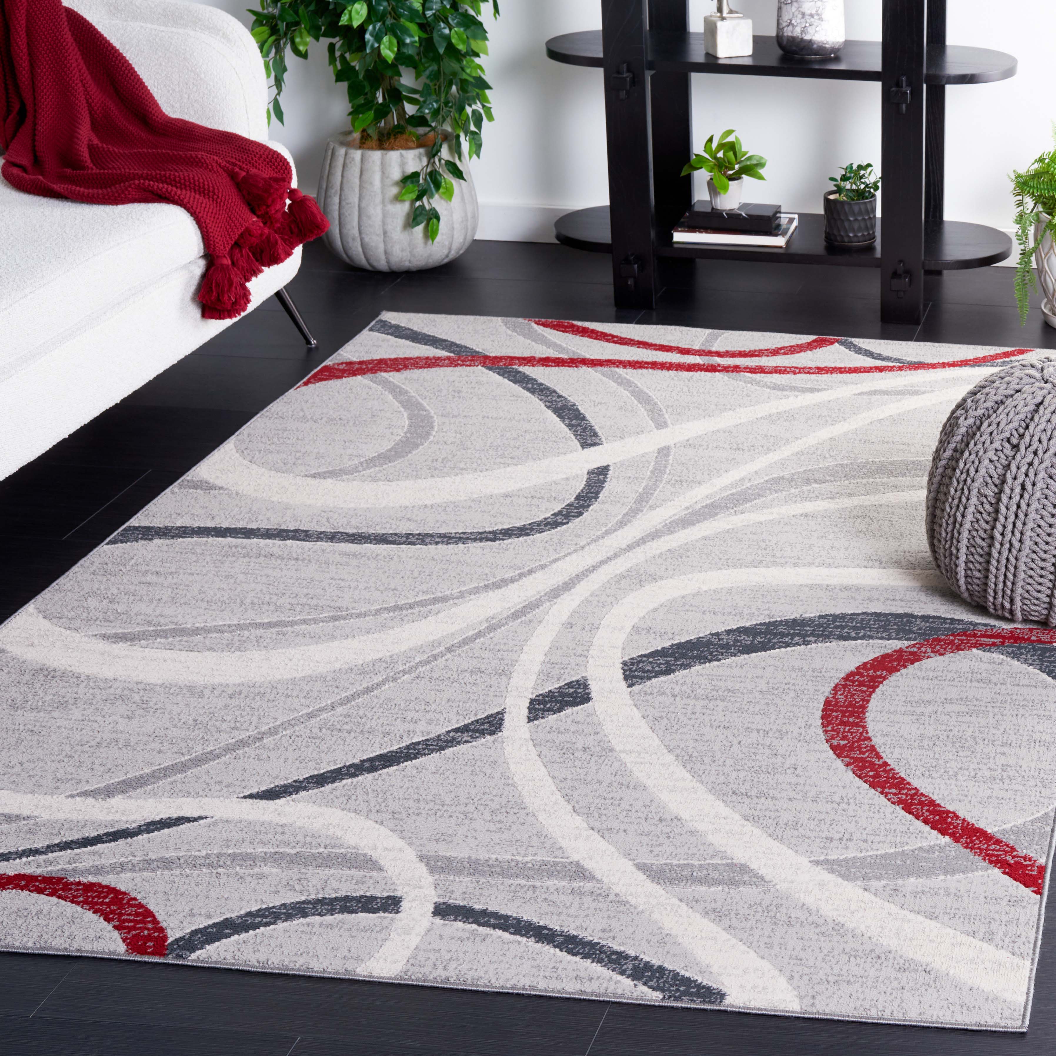 Safavieh Odyssey 812 Rug, ODY812 - Grey / Red Ivory