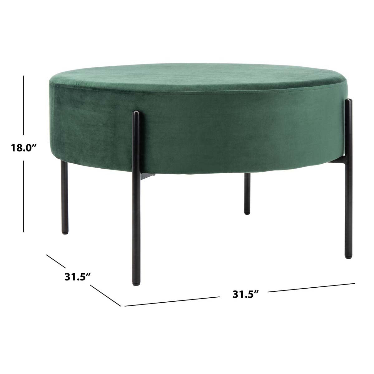 Safavieh Lisbon Round Cocktail Ottoman , OTT6203 - Malachite Green / Black