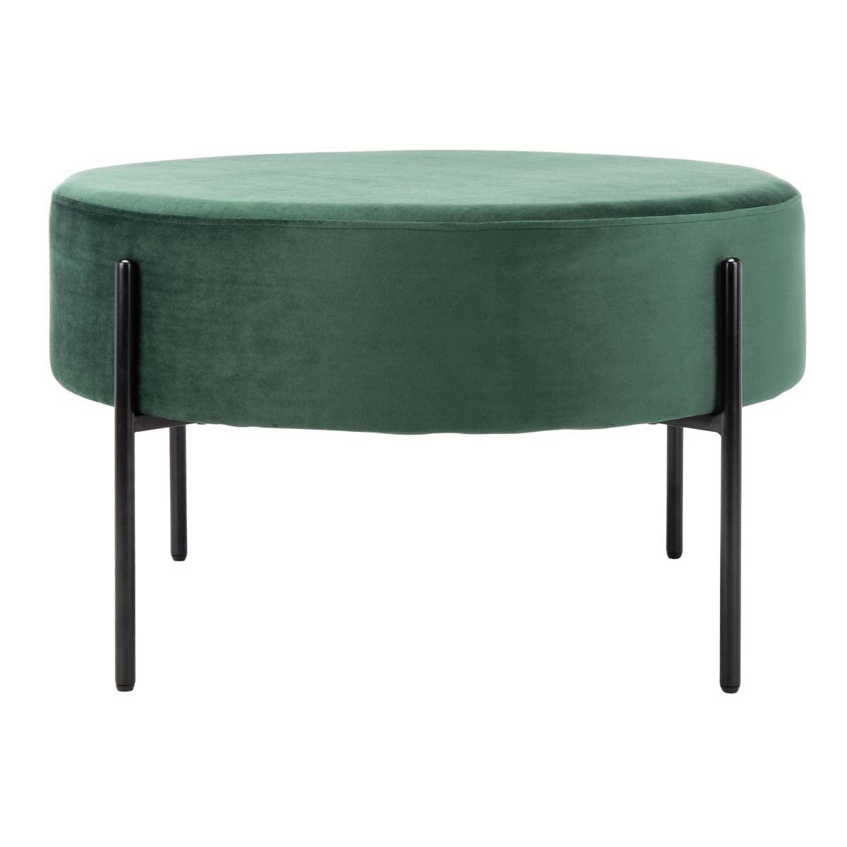 Safavieh Lisbon Round Cocktail Ottoman , OTT6203 - Malachite Green / Black