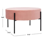 Safavieh Lisbon Round Cocktail Ottoman , OTT6203 - Dusty Rose / Black