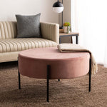 Safavieh Lisbon Round Cocktail Ottoman , OTT6203 - Dusty Rose / Black