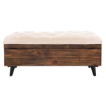 Safavieh Liam Tufted Cocktail Ottoman , OTT6400 - Light Beige / Dark Oak